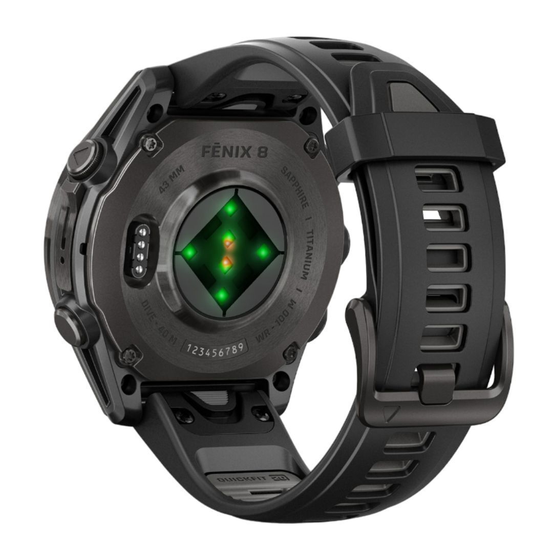 Garmin Fenix 8 43mm GPS Smartwatch (Carbon Gray DLC Titanium and Black-Pebble Gray)